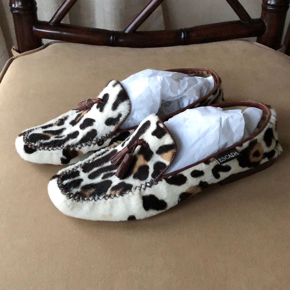 ESCADA FUR Animal print Moccasin size 9